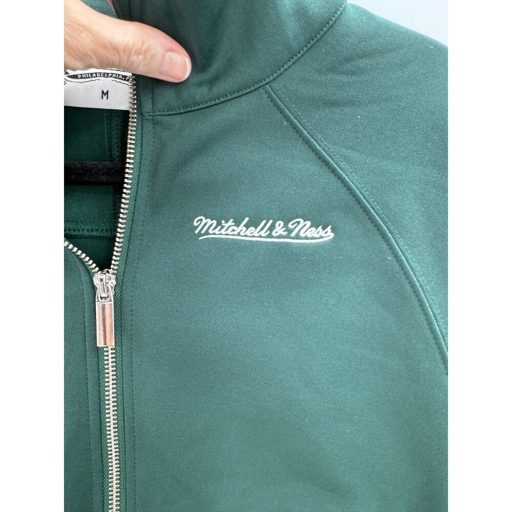 Mitchell & Ness Women's Cropped Jacket Green White Script Logo NWOT Medium M - Picture 3 of 7